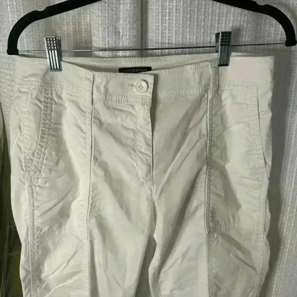 Eileen Fisher Women’s 2 White Cotton Blend Stretch Mid Rise Capri Cropped Pants - Picture 2 of 12